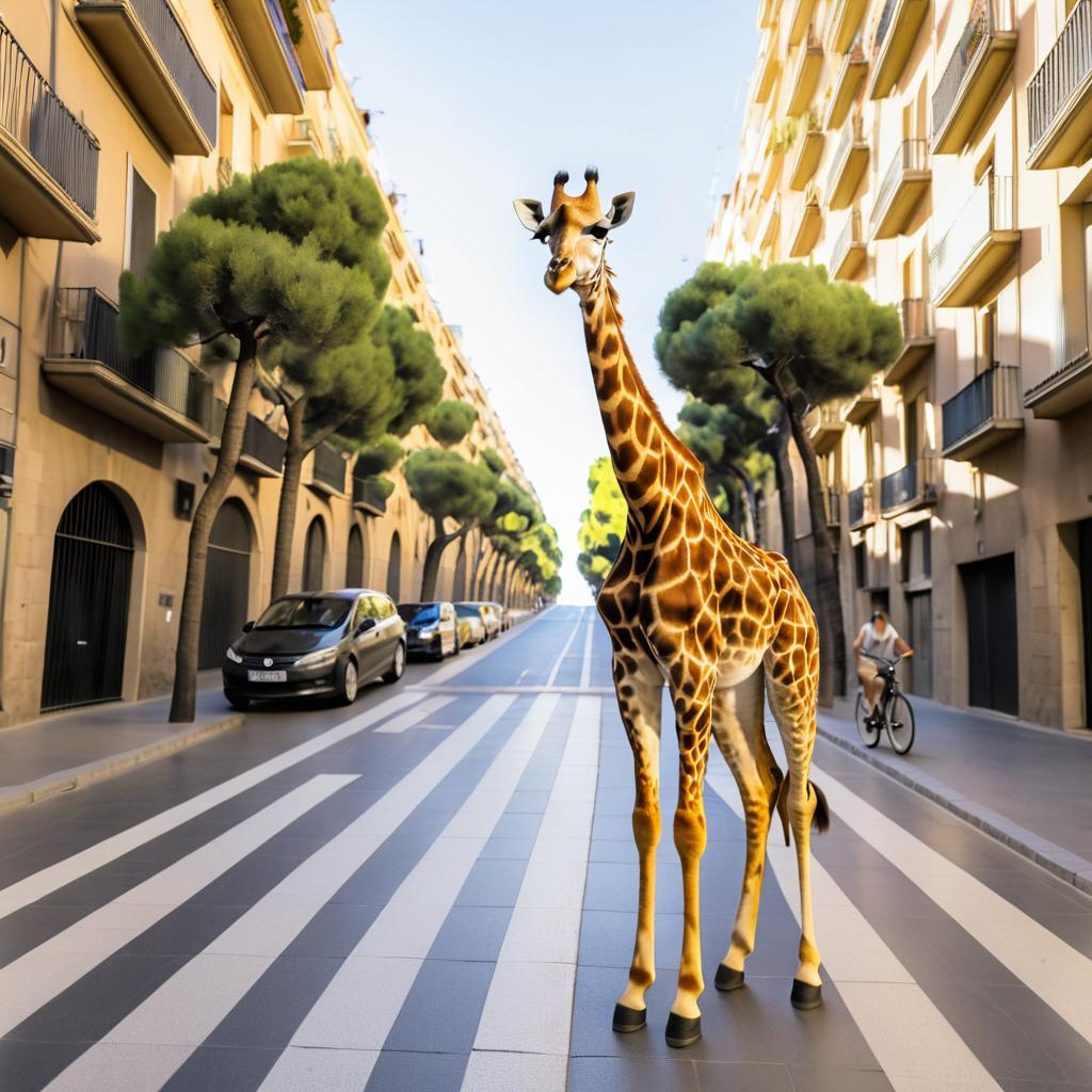 Giraffe in Barcelona: A Quirky Scene