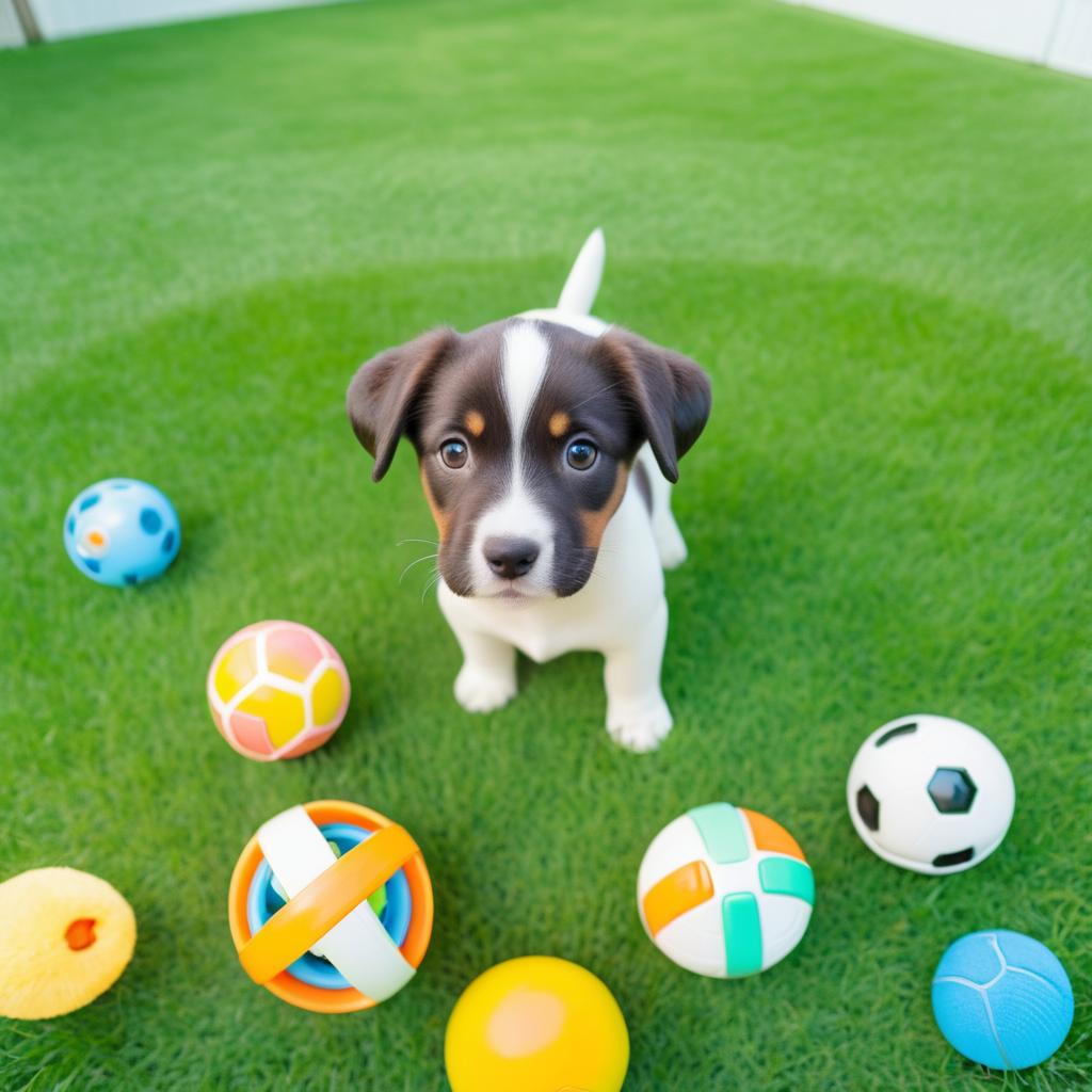 Playful Puppy Stole Toys in Backyard