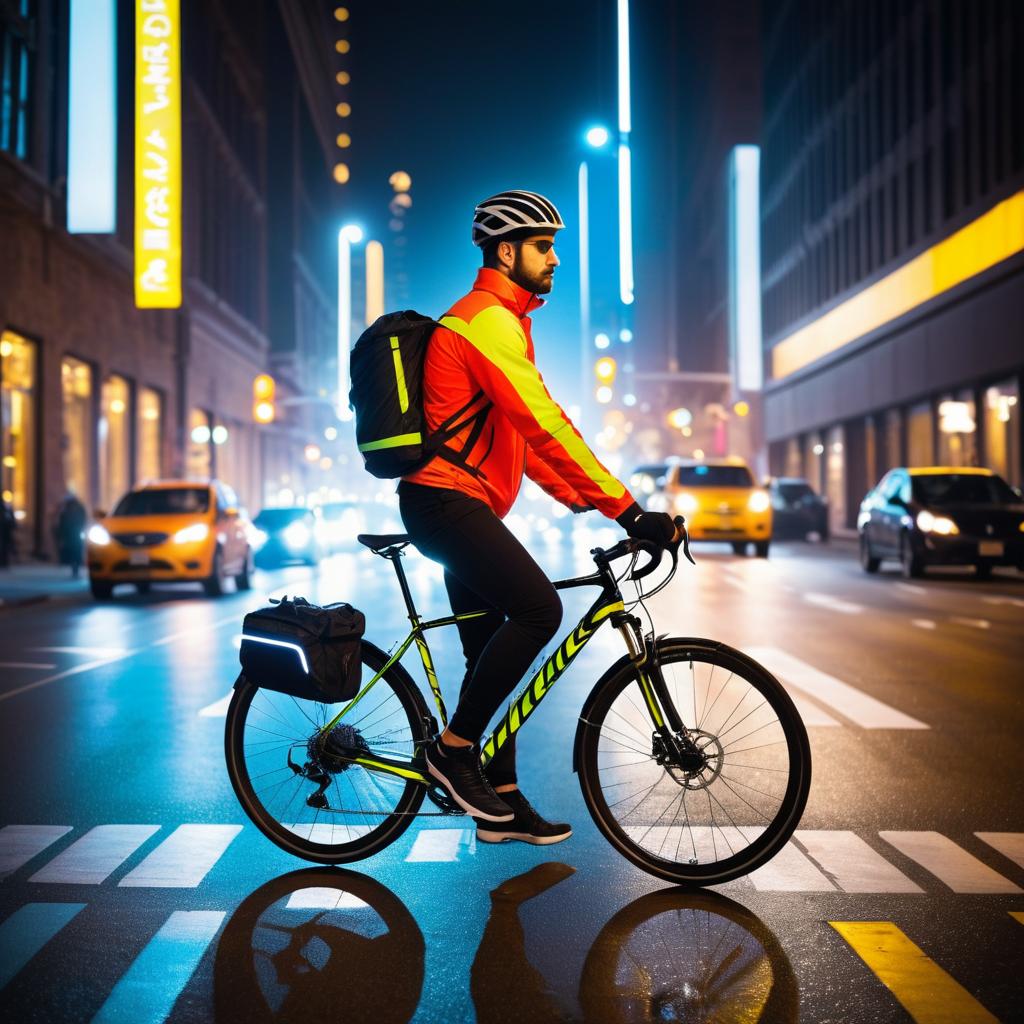 Nighttime Urban Courier in Reflective Gear