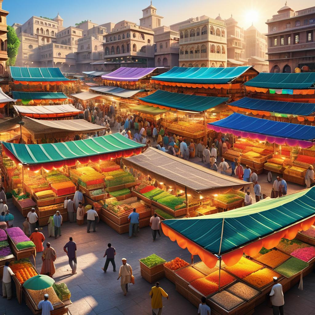 Vibrant Photorealistic City Market Scene