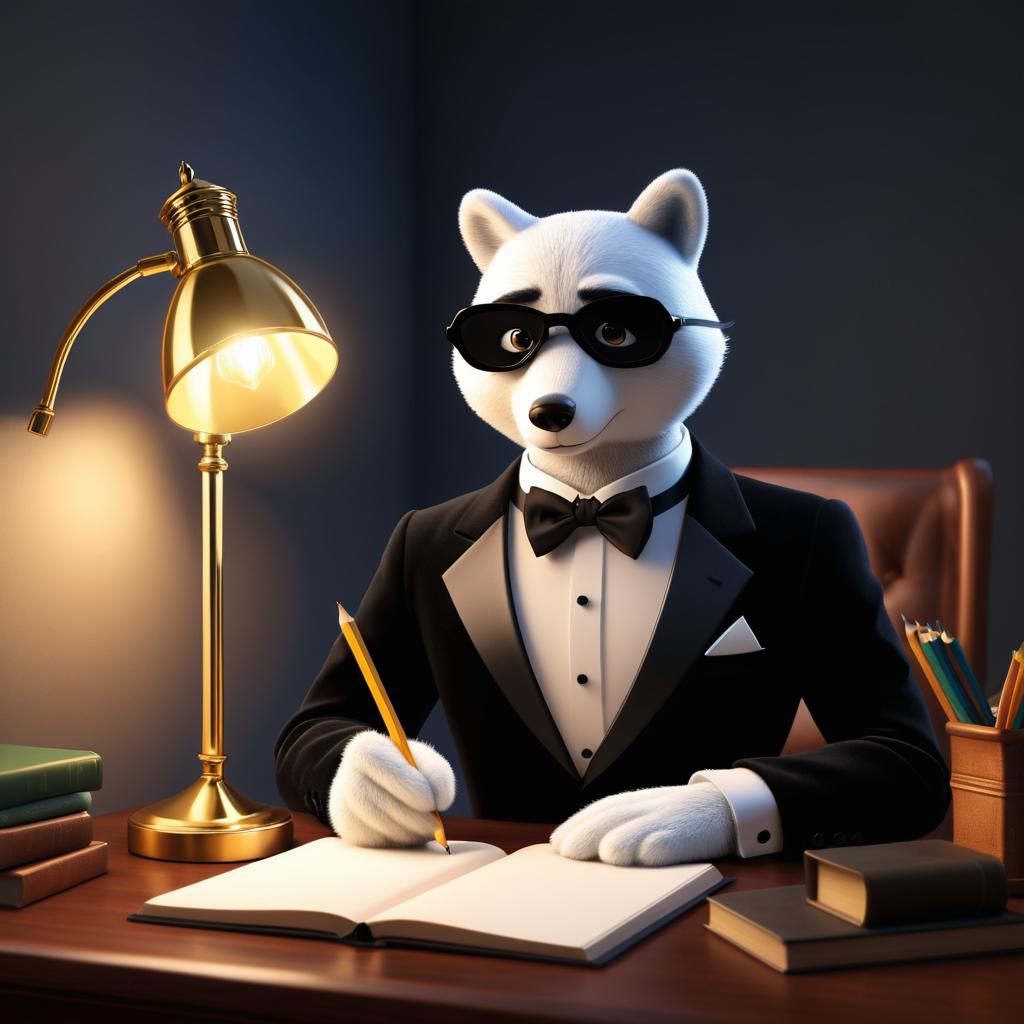 Dapper Pencil Writing a Mystery Novel