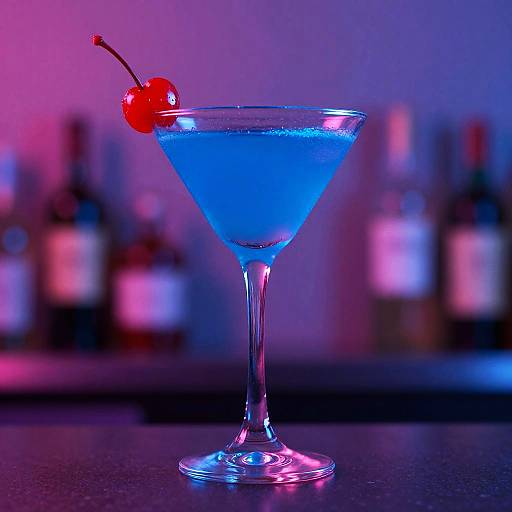 Vibrant Blue Martini with Cherry