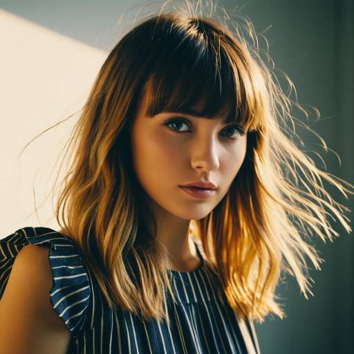 Young Woman with Choppy Bangs Hairstyle