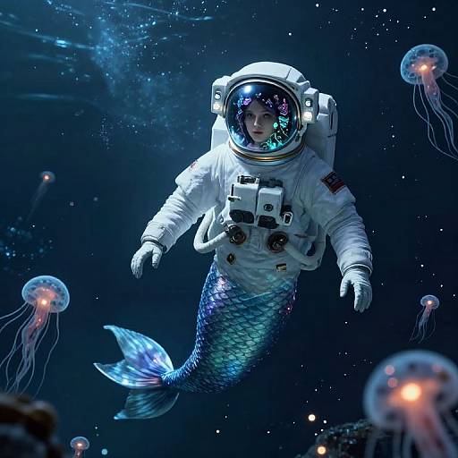 Mermaid Astronaut in Celestial Sea