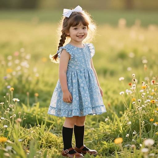 Joyful Girl in Sunny Meadow