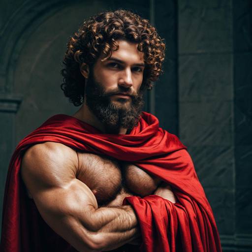 Muscular Man in Red Renaissance Cosplay