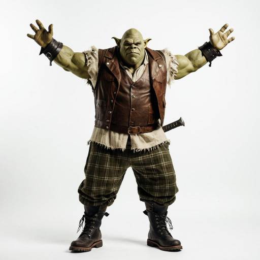 Realistic Ogre in Leather Vest and Plaid Pants