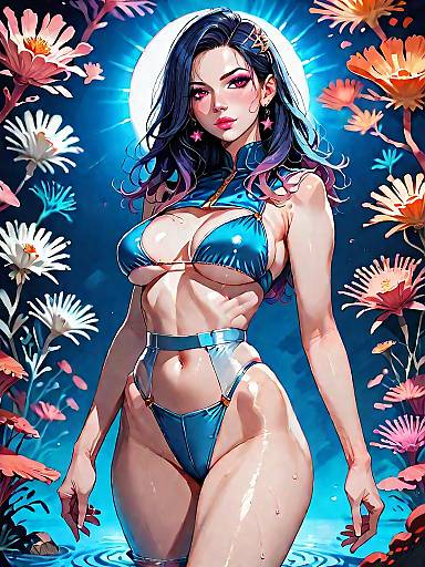 Fantasy Woman in Underwire Bikini at Night