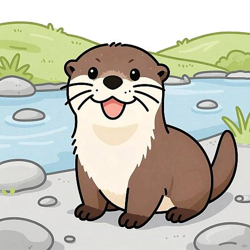 Happy Otter Pup by Riverbank Illustration