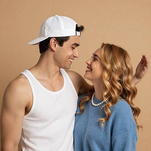 Joyful Couple Embracing with Smiles