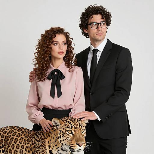 Stylish Couple with Leopard Portrait