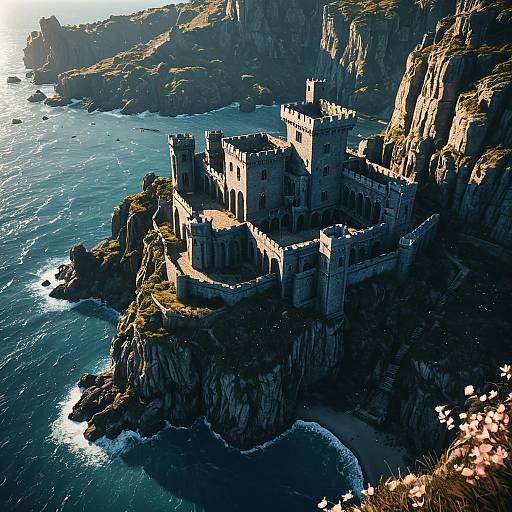 Ancient Seaside Castle on Mystical Cliffs