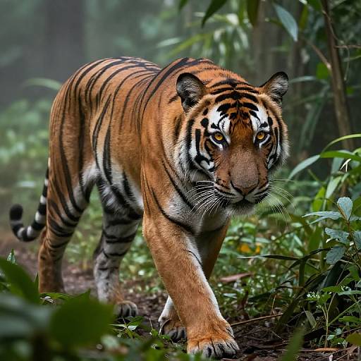 Tiger Stalking Prey in Jungle