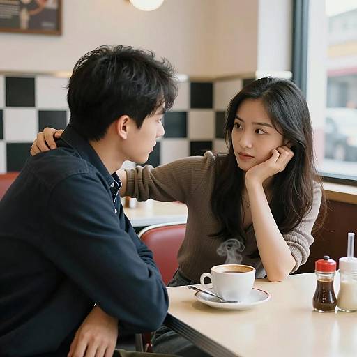 Intimate Diner Scene with Couple