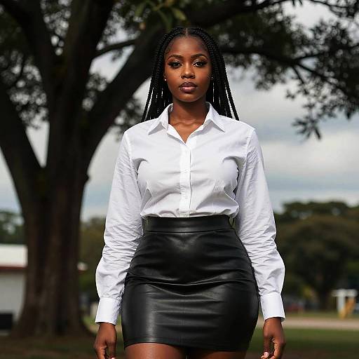 Confident Black Woman in Bold Fashion