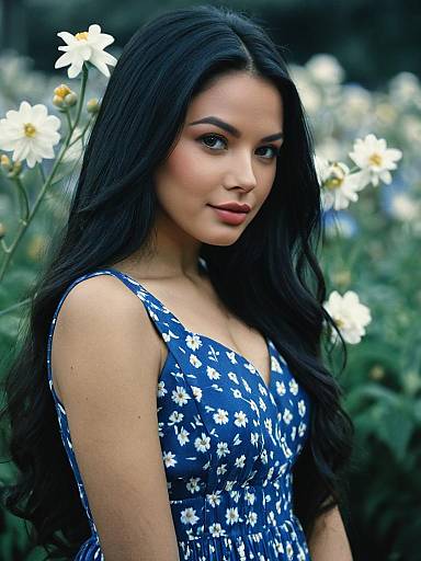 Queen Azania in Blue Floral Dress