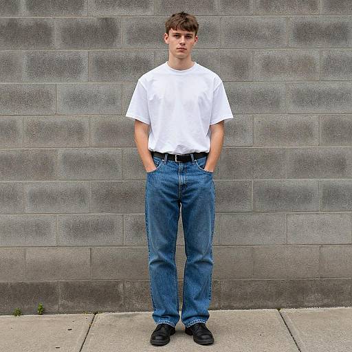 Casual Young Man in Baggy Jeans