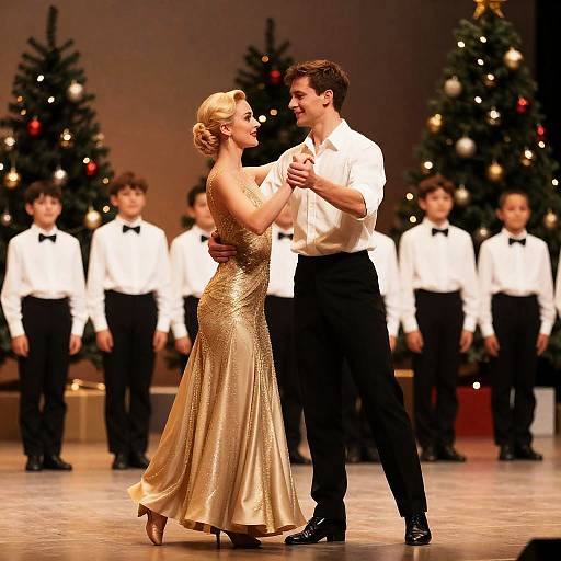 Elegant Dance Performance with Festive Background