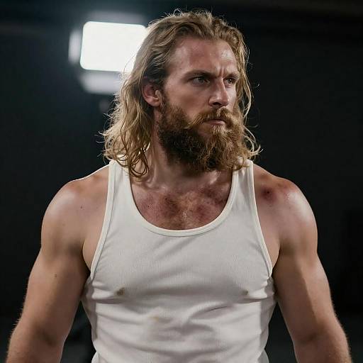 Moody Portrait of a Bruised Bearded Man