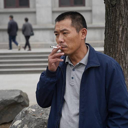 Man Smoking Cigarette Outdoors