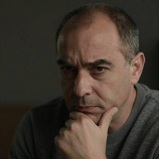 Intense Portrait of a Thoughtful Man