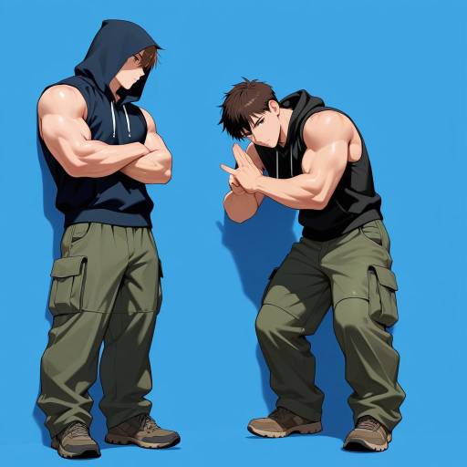 Muscular Boys in Coordinated Pose Muscular Boys in Coordinated Pose