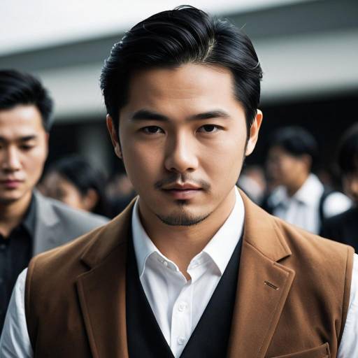 Asian Man in Brown Jacket and White Shirt