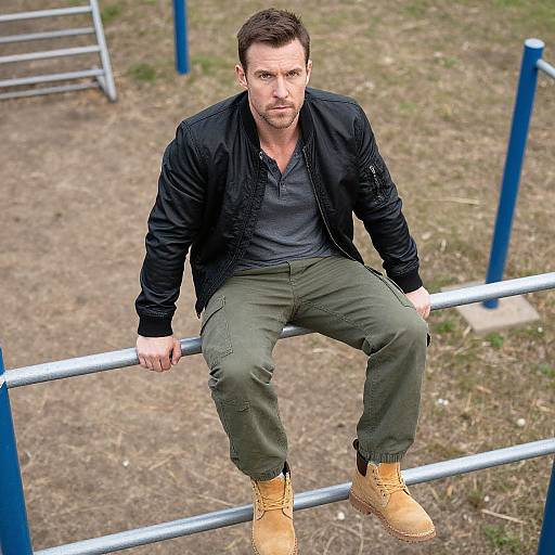 Confident Man in Outdoor Training Gear