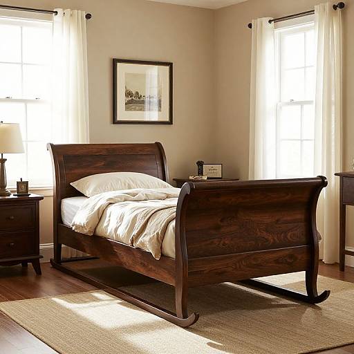 Cozy Wooden Sleigh Bed Bedroom