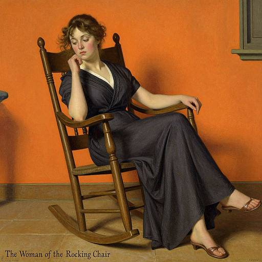 Vintage Illustration of Woman on Rocking Chair