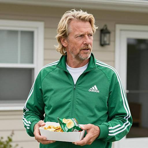 Casual Man with Snacks in Daylight