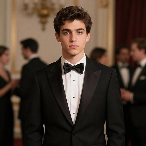 Serious Young Man in Tuxedo Portrait