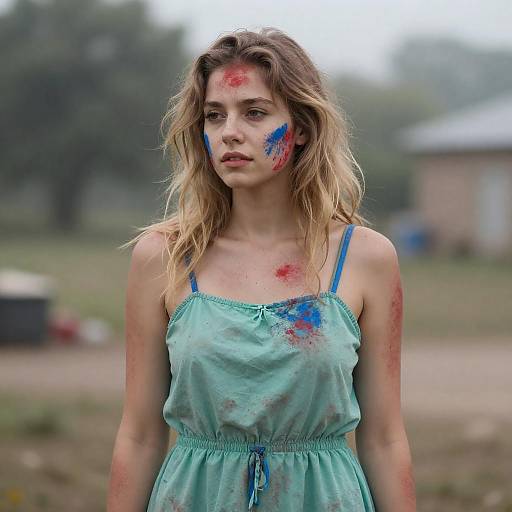 Vibrant Woman in Paint with Nature