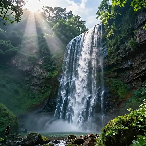 Ethereal Waterfall in Fantasy Landscape