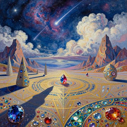 Vivid Cosmic Gemstone Landscape