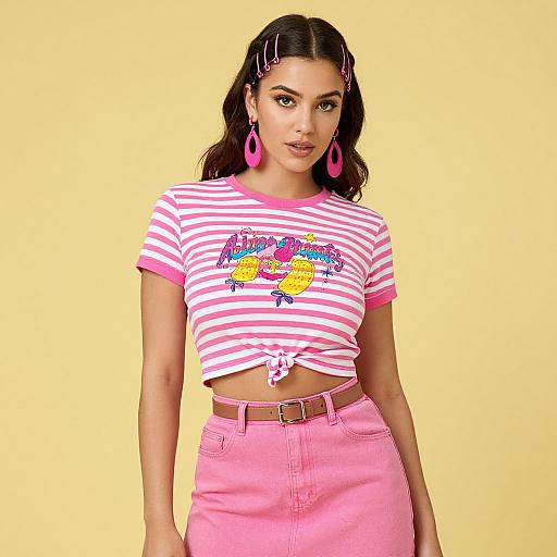 Retro Pop Woman in Pink Outfit