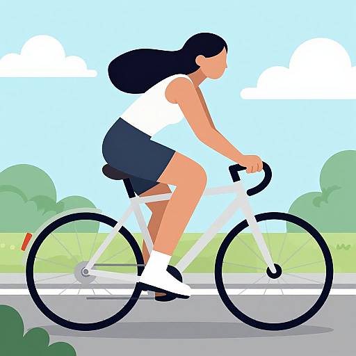 Cycling Woman Animated Character Illustration