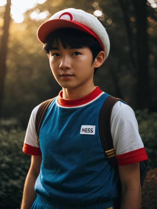 Young Man Cosplaying Ness Character