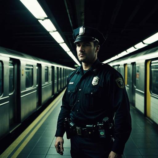 Police Officer on Dark Subway Platform