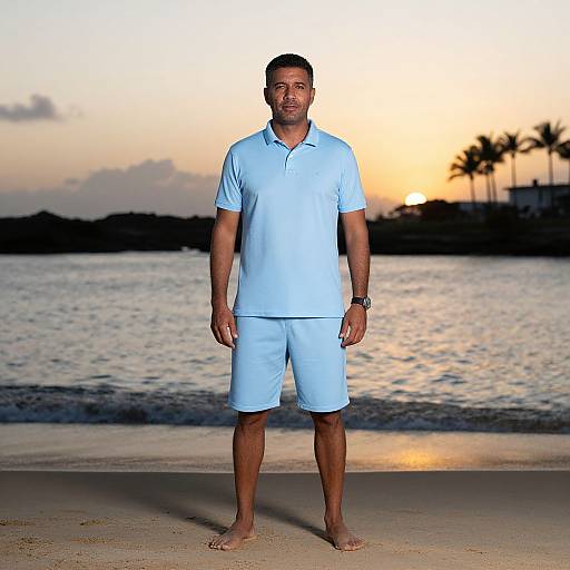 Man on Beach at Sunset