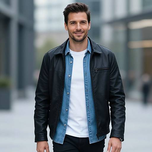 Confident European Man in Layered Outfit