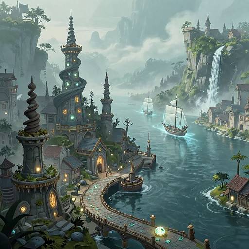 Enchanted Fantasy Coastal Port City