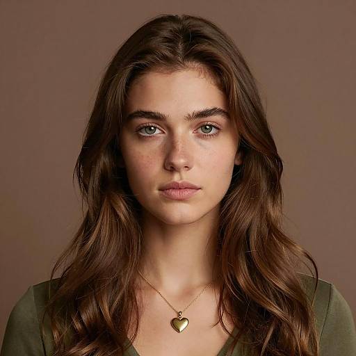 Portrait of Young Woman with Wavy Brown Hair