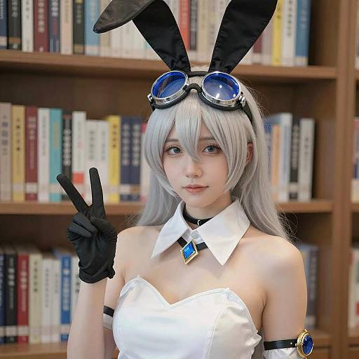 Asian Woman Cosplay with Bunny Ears