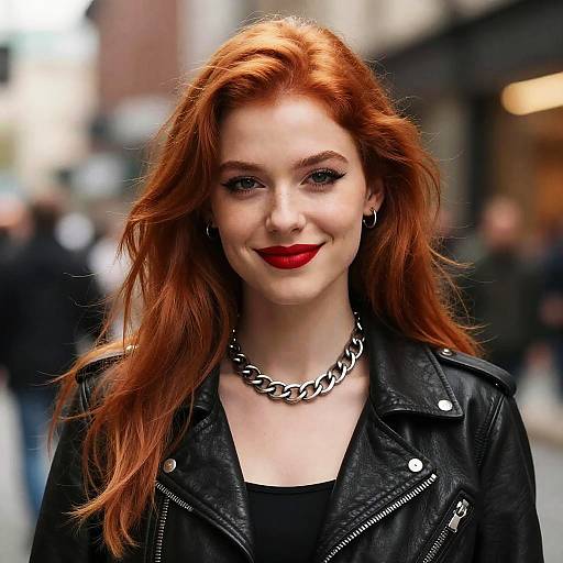Rebellious Red-Haired Punk Girl Portrait