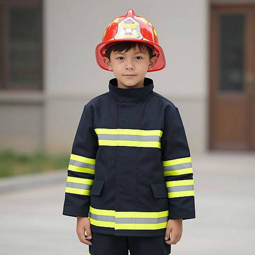 Young Boy in Fireman Costume