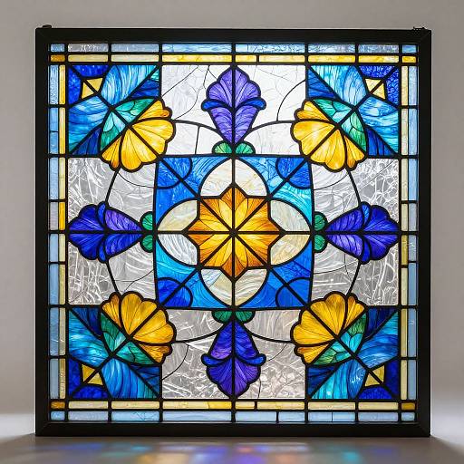 Vibrant Geometric Floral Stained Glass