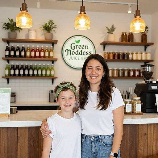 Mother and Child at Juice Bar