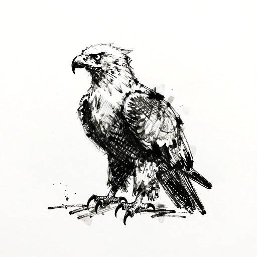 Chaotic Ink Sketch of Eagle