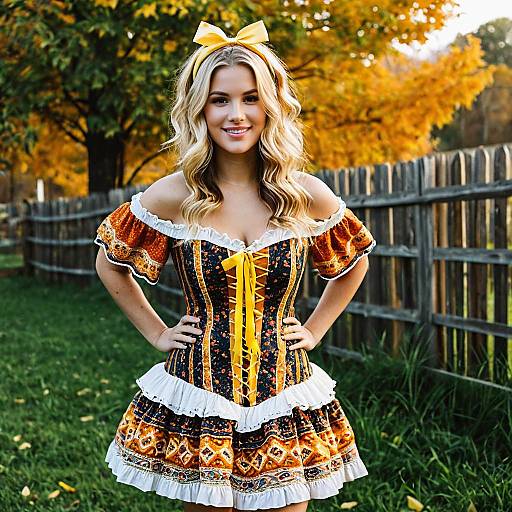 Young Woman in Colorful Beer Fest Dress